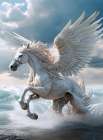 Pegasus winged horse of Greek mythology. AI Generated. Art Print